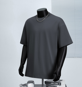 T-shirts Homme Oversize en Coton 100% Pré-rétréci, Tricoté Uni, 300 Grammes, Manches Courtes, Col Rond, Coupe Ample, Vierge, Écologique - Product Image 1