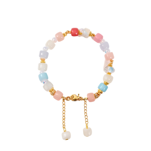 Pulsera de tenis metálica con perlas para mujer, diseño de borlas chapadas en oro, perlas de imitación, resina acrílica, joyería de moda. - Product Image 1
