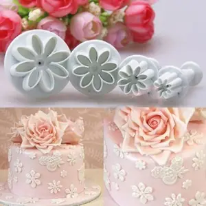 4Pcs Plum Flower Plunger Fondant Mold Cutter Sugarcraft Cake Cookie Decorating