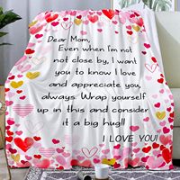 Couverture personnalisée en molleton de flanelle à motif de cœur «Je t'aime maman» 100% polyester couleur unie de fille/fils