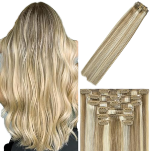 Nuevo Producto: Extensiones de Cabello Virgen Vietnamita de Alta Calidad con Clip, Nano-Tip, Ondulado, Liso, con Mechas Rubias - Product Image 1