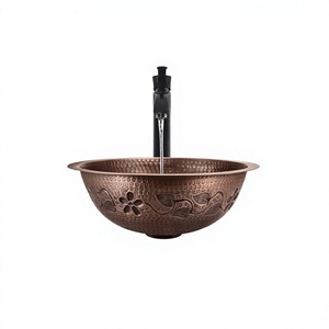 Bulk Antique Copper Hammered Sink Highest Quality <b>Round</b> Shape Bathroom Sink For Kitchen Accessories - Product Image 1