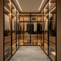 Armario de Dormitorio Modular de Alta Gama, Moderno, Independiente, de Madera Ecológica, Duradero, Personalizado, con Vidrio