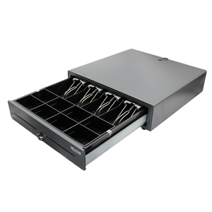 Tiroir-caisse en métal pour comptoir de supermarché, 4 compartiments pour billets, 4 compartiments pour pièces, caisse enregistreuse <span class=keywords><strong>avec</strong></span> boîte à monnaie portable, coffre-fort pour argent, système de point de vente - Product Image 1