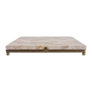 Bandeja cuadrada de mármol con base de metal para servir y uso decorativo - Product Image 4