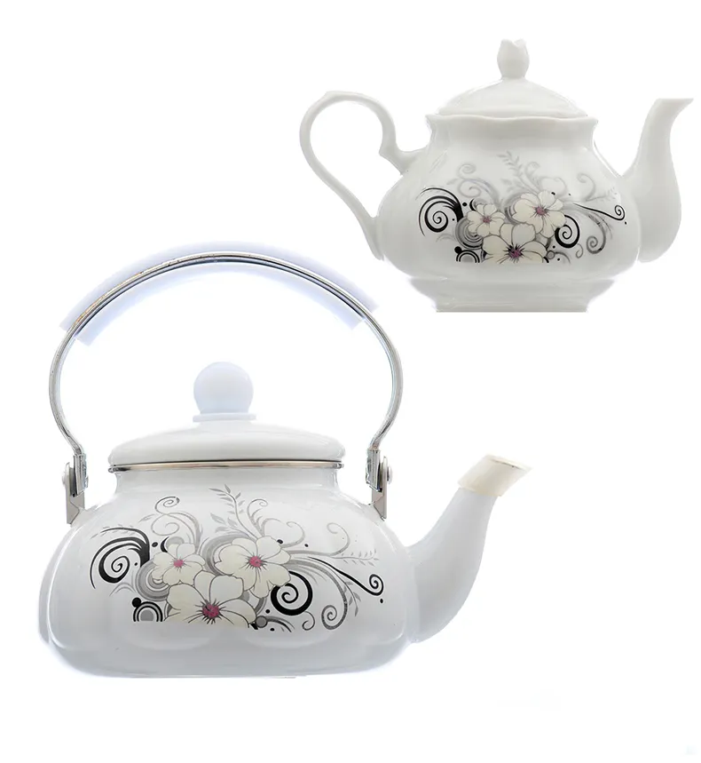 Factory Wholesale white turkish Enamel coating pot ceramic cooking enamel teapot kettle