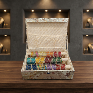 Ensemble de bracelets multicolores en verre serti, prêt pour l'affichage en showroom, ton or, style Ghungroo Kadas du Cachemire, lot de 144 Chudiyan en verre avec doublure B - Product Image 2
