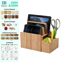 Station de charge BH Charging Dock Plus, support pour appareils électroniques, station de charge en bambou avec compartiment d'extension pour smartphones, tablettes, ordinateurs portables
