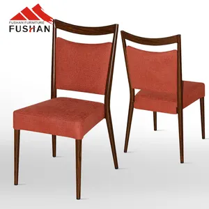 Wooden look aluminum stackable cafe restaurant chair upholstered fabric living room chair