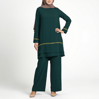Tenue islamique pour femmes, tunique à manches longues et sequins, ensemble de pantalons à jambes larges, caftan de Dubaï, hijab turc musulman, vêtements pour femmes