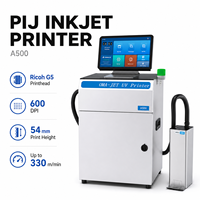 Impresora de Inyección de Tinta UV Ricoh G5 PIJ, 600DPI, 54mm, 330m/min, Alta Velocidad, Datos Variables, Código QR, Matriz de Datos, Máquina de Marcado Industrial