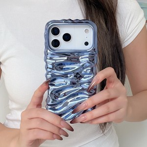 Coque de téléphone portable souple en TPU électroplaqué à motif vague 3D de haute qualité pour iPhone 17 Air 16 15 14 13 Pro Max, protection antichoc arrière - Product Image 6