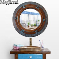 Miroir mural rond encadré en résine verte antique, style côtier, pour accrocher, miroir décoratif en forme de fenêtre de bateau nautique