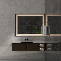 Miroir de salle de bain LED encadré rectangulaire arrondi, cadre en aluminium personnalisé, montage mural, interrupteur tactile, écologique, résistant à l'eau