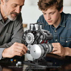 36306 Steel Soul Burning V4 Engine - Modèle de Moteur à Blocs de Construction à Assembler, Haute Difficulté, Jouet et Ornement Transfrontalier - Product Image 2