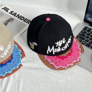 Custom Baseball Cap Notch Donut <b>Flat</b> Top Metal Buckle Hip Hop Embroidered Fabric <b>Flat</b> Brim <b>Hat</b> High Quality for Men Women OEM - Product Image 3