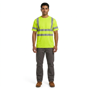 Chemise de sécurité haute visibilité personnalisée et élégante en 90 % polyester avec bande réfléchissante – Manches courtes – Prix attractif - Product Image 1