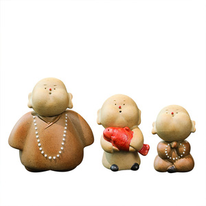 ชุดตุ๊กตาพระเซรามิกขนาดเล็ก สไตล์เซน ตกแต่งโต๊ะน้ำชา ของตกแต่งบ้านสไตล์จีน - Product Image 5