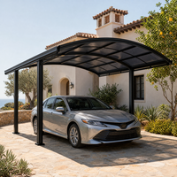 Auvent de voiture extérieur en aluminium avec couverture en polycarbonate, design moderne et simple pour la protection des garages compacts, utilisation quatre saisons