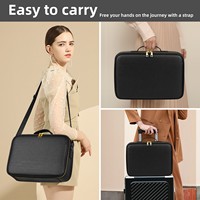 Neceser Organizador Personalizado de Piel Sintética con Cremallera, Portátil, para Cosméticos, Maquillaje, Viaje, con Luz LED y Espejo