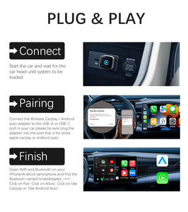 Adaptateur CarPlay filaire vers sans fil 2-en-1 Mini, Dongle USB Android Auto, Plug and Play, Commande au volant, Universel - Product Image 3