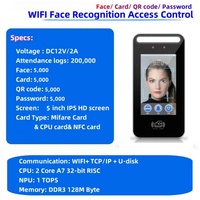 Sistema de Control de Acceso con Reconocimiento Facial y Visión Nocturna, Pantalla Táctil de 5 Pulgadas, Lector de Tarjetas de Identificación, Diseño Impermeable