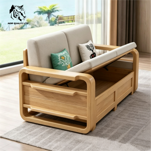 chinese factory good price customizable <b>large</b> stock ready to ship new design fabric sofa living room furniture wood storage sofa - Product Image 5