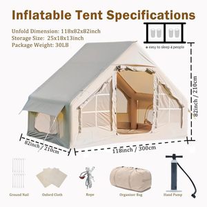 เต็นท์พักแรมขนาดใหญ่6-8คนกันลมเต็นท์กลางแจ้งแบบตะแกรงประตูและหน้าต่างมีพื้นที่13ตารางเมตร - Product Image 6