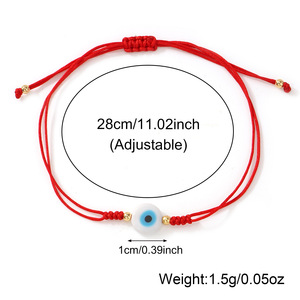 Pulsera Go2boho de Hilo Rojo con Ojo Turco, Cordón Ajustable de Vidrio Nazar para Protección con Cuenta Dorada, Amuleto de la Suerte y Regalo de Amistad - Product Image 5