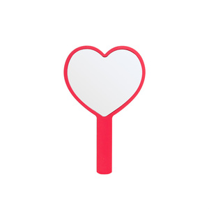 Plastic Heart Shaped Travel Handheld Cosmetic Mirror with Handle Custom Logo