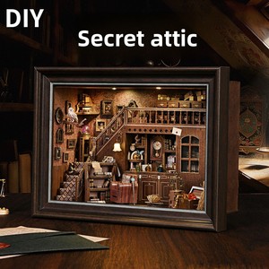 Collection Créative Loft Secret : Cadre Photo en Bois, Scène de <span class=keywords><strong>Maison</strong></span> Miniature DIY, Blocs de Construction 3D, Jouet d'Assemblage Fait Main, Décoration - Product Image 4