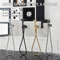 Ensemble de pulvérisateur de bidet mural pour salle de bain en or brossé, chrome, gris, noir, blanc, or rose avec douchette à main