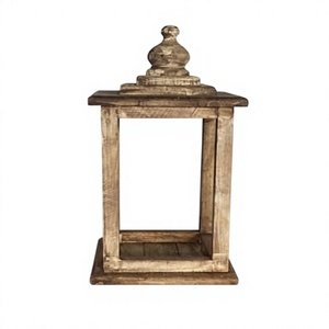 Lanterne porte-bougie en bois faite à la main avec panneaux en verre et impression personnalisable pour la décoration intérieure - Product Image 3