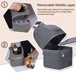 Sac isotherme à double couche avec bandoulière réglable, sac isotherme imperméable - Product Image 2