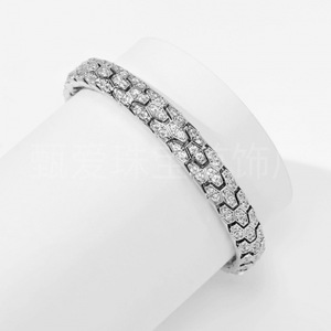 สร้อยข้อมือเงินแท้ 925 ลายหกเหลี่ยมประดับเพชรแบบไมโครเพฟ สำหรับผู้หญิง ของขวัญ เครื่องประดับ - Product Image 3