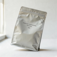 Sachet refermable personnalisé en argent mat avec fermeture éclair pour poudre de matcha cérémonielle, emballage de thé, présentoir de vente au détail