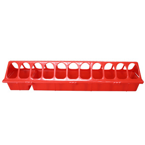 Mangiatoia e Abbeveratoio in Plastica Extra Lungo di Colore Rosso per Allevamento di Polli e Quaglie - Product Image 2
