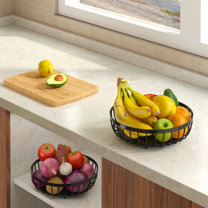 Support de <span class=keywords><strong>cuisine</strong></span> à assemblage sans outil en acier, organisateur de corbeille à fruits à 2 niveaux avec revêtement antirouille - Product Image 2