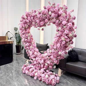 Arreglo de arco de flores en forma de corazón, arco de flores artificiales de seda, telón de fondo para arco de boda con flores - Product Image 2