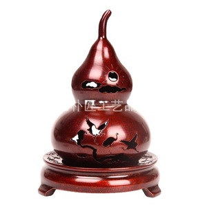 Brûleur d'encens chinois classique en laiton en forme de gourde, ornement porte-bonheur, brûleur d'encens en bois de santal, grue creuse créative - Product Image 5