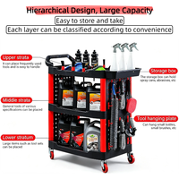 Chariot à outils mobile pliable à 3 niveaux, avec porte-gobelets amovibles, bacs latéraux, chariot utilitaire robuste en PP, capacité de 150 kg