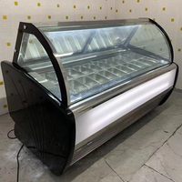 Nouveau modèle de réfrigérateur à crème glacée commercial congélateur 12 saveurs verre incurvé ventilateur à température unique refroidissement affichage numérique
