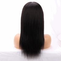 Wig rambut manusia Brasil 100% murah grosir renda lurus depan dengan poni