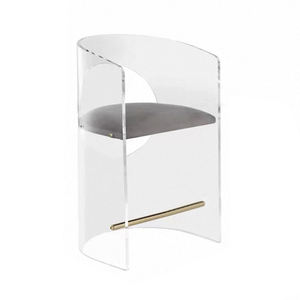 <span class=keywords><strong>Tabouret</strong></span> <span class=keywords><strong>de</strong></span> <span class=keywords><strong>bar</strong></span> haut moderne, chaise <span class=keywords><strong>de</strong></span> salle à manger, stable, durable, acrylique <span class=keywords><strong>transparent</strong></span>, tissu en velours, dossier, accoudoirs, <span class=keywords><strong>bar</strong></span> à domicile, hôtel, commercial - Product Image 2