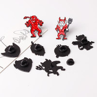 Badges personnalisés, broche en alliage de diable rouge de dessin animé, personnalité créative, personnage de film, épingle à revers en émail