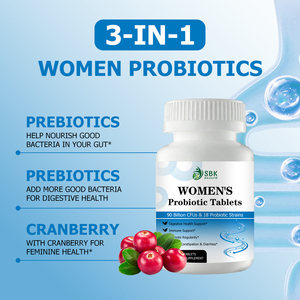Tabletas probióticas para mujeres, las más vendidas, con enzimas digestivas, prebióticos y arándanos, ayudan a nutrir las bacterias buenas en el intestino. - Product Image 2