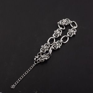 Pulsera de Cadena de Acero Inoxidable Estilo Motociclista Hip Hop Europeo Americano, Joyería Geométrica de Eslabones Ovalados para Hombre - Product Image 2