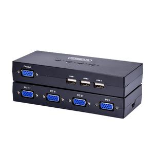 Commutateur <span class=keywords><strong>KVM</strong></span> de bureau FJ-401UK Fjgear 4 ports 1920*1080 1080p 4 hôtes partagent 1 ensemble de clavier, souris et écran Boîtier métallique - Product Image 1