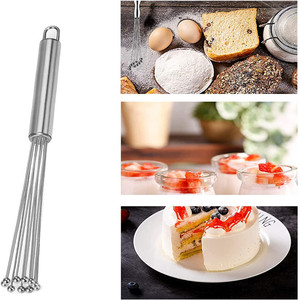 Batteur à œufs manuel en acier inoxydable de 10 pouces, gadgets de cuisine avec fouet à boule, outils pour œufs - Product Image 3