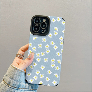 Custodia per cellulare in TPU in similpelle con stampa di piccole margherite bianche per iPhone X, XR, 11, 12, 13, 14, 15, 16, 17, 18 Pro Max - Product Image 3
